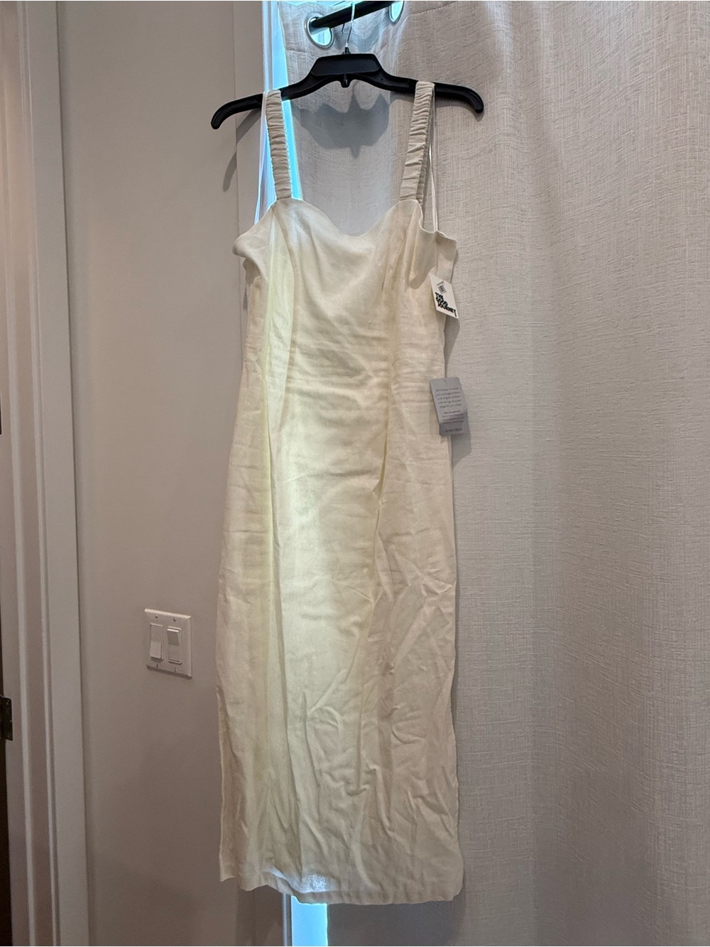 Nordstrom Cream Midi Slip Dress with Gathered Straps